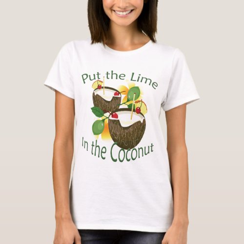 Luau Coconut Drink Lime Party Funny Ladies T_shirt