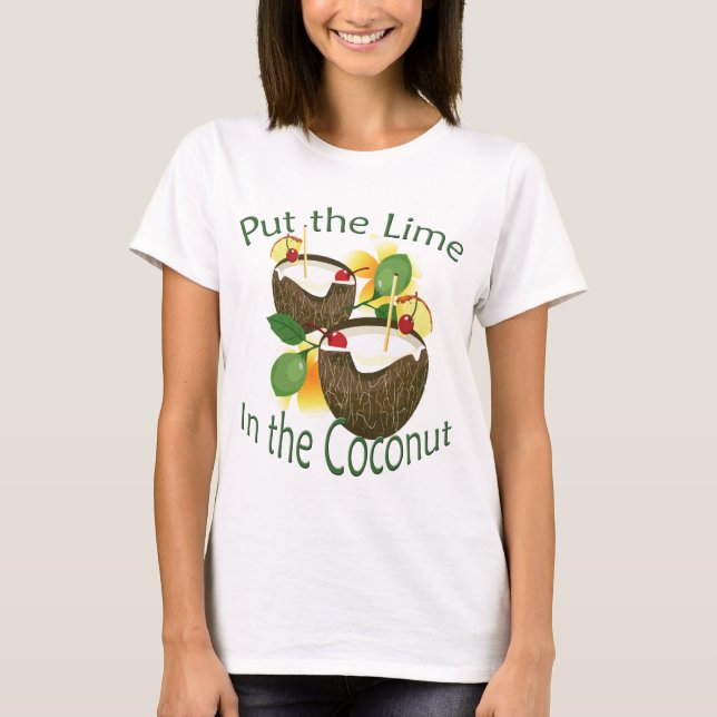 Luau Coconut Drink Lime Party Funny Ladies T-shirt (Front)