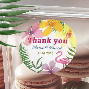 Luau Engagement Party Thank You Classic Round Sticker