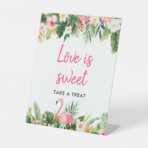 Luau Flamingo Tropical Love Is Sweet Favors Sign