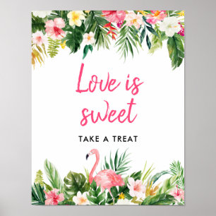 Luau Flamingo Tropical Love Is Sweet Favors Sign