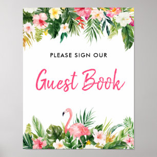 Luau Flamingo Tropical Sign Our Gusetbook Sign