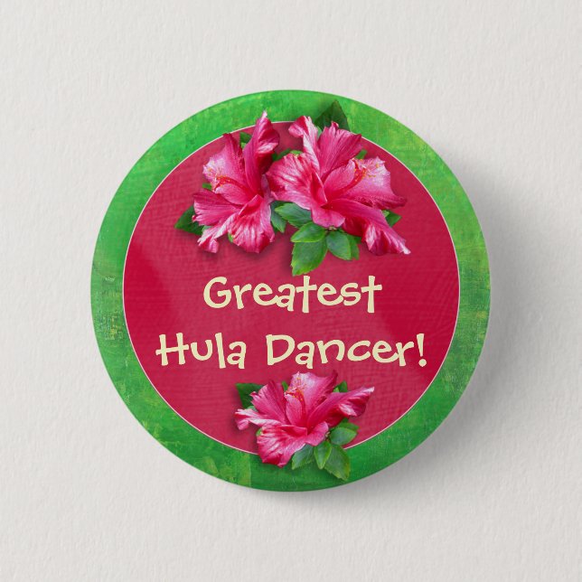 Luau Games Award Buttons with Pink Hibiscus (Front)