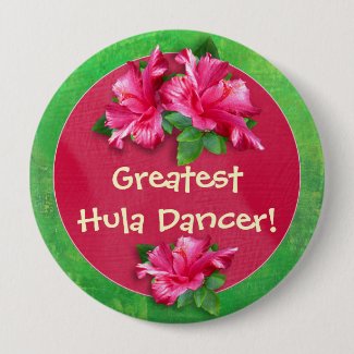 Luau Games Award Buttons with Pink Hibiscus
