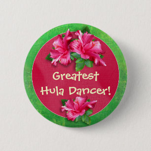 Luau Games Award Buttons with Pink Hibiscus