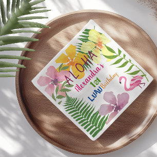 Luau Girl 1st Birthday Party Napkins