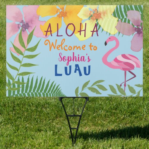 Luau Girls Birthday Welcome Sign