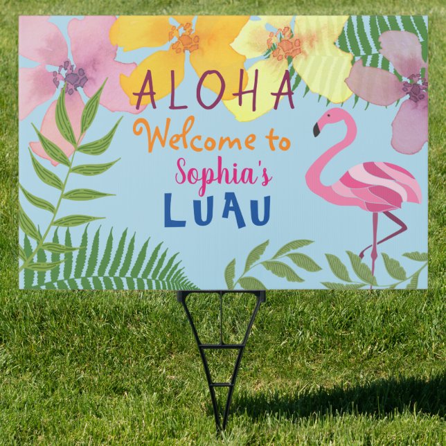 Luau Girl's Birthday Welcome Sign (Insitu)
