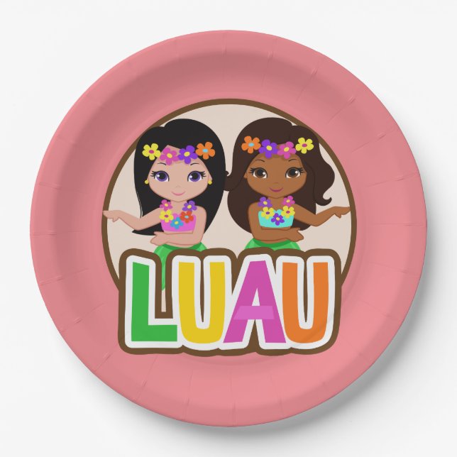 Luau Girls  Paper Plates (Front)
