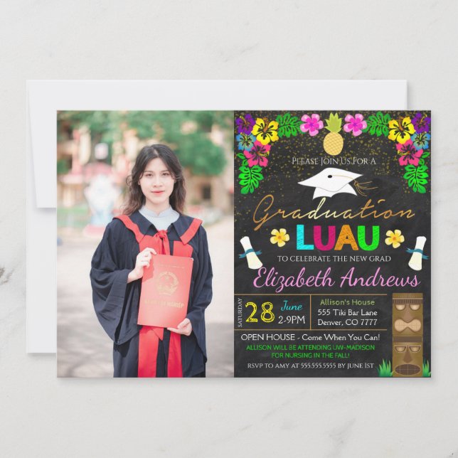 Luau Graduation Invitation (Front)