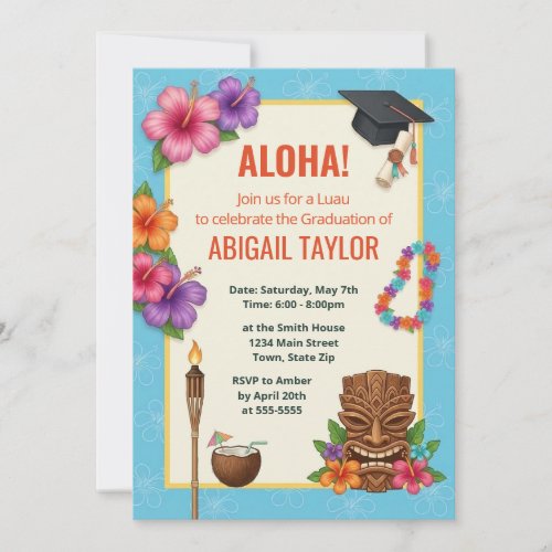 Luau Graduation Party Invitation Announcement