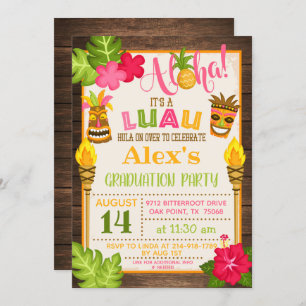 Luau Graduation Party Invitation - Orange Text