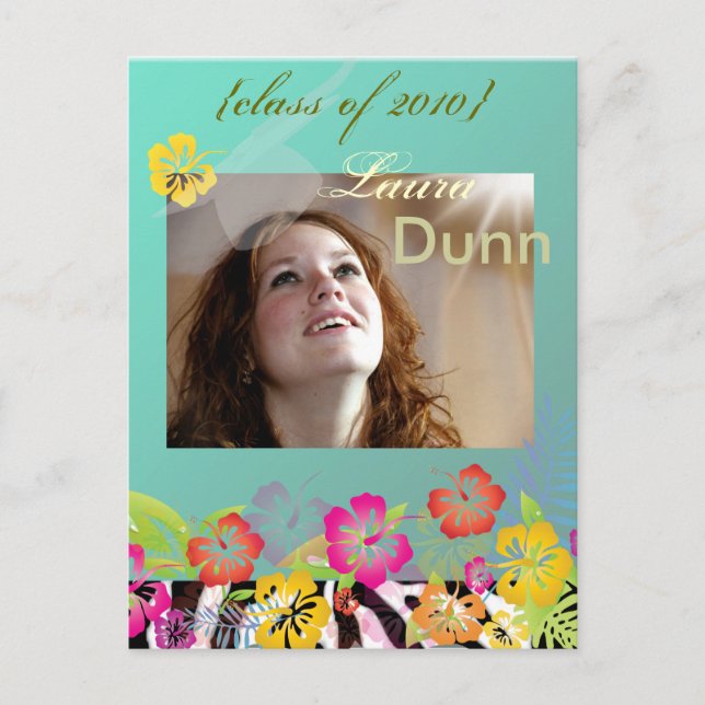 Luau Graduations, photos postcards/diy color Invitation Postcard (Front)