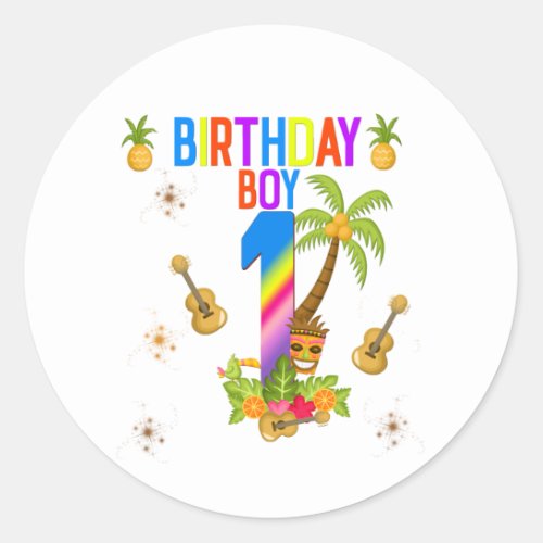 Luau Hawaii Hawaiian Pool Boy Birthday Party   Classic Round Sticker