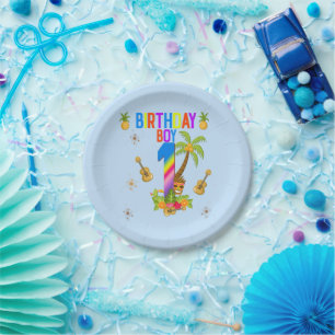 Luau Hawaii Hawaiian Pool Boy Birthday Party Paper Plates