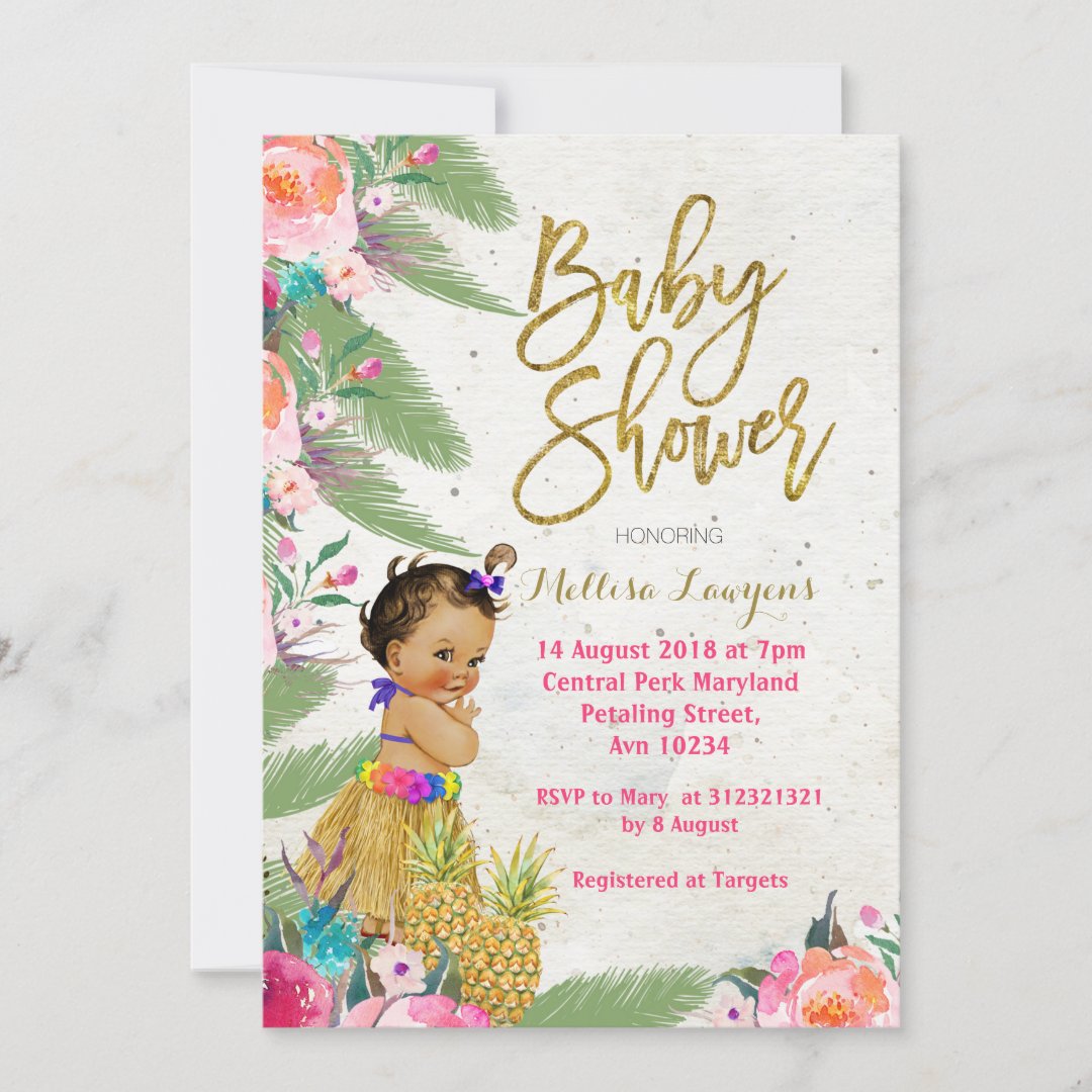 Luau Hawaiian Baby Shower Invitation | Zazzle