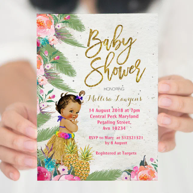Luau Hawaiian Baby Shower Invitation | Zazzle