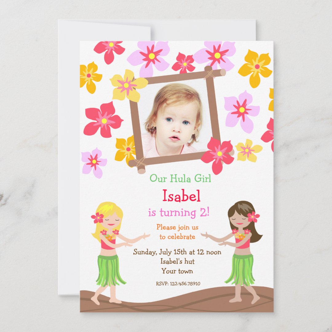 Luau Hawaiian Beach Photo Birthday Invitations | Zazzle