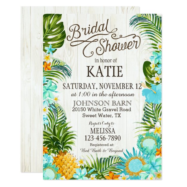 Luau Hawaiian Beach Rustic Bridal Shower Invitation