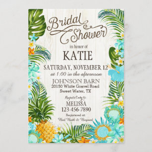 Luau Hawaiian Beach Rustic Bridal Shower Invitation