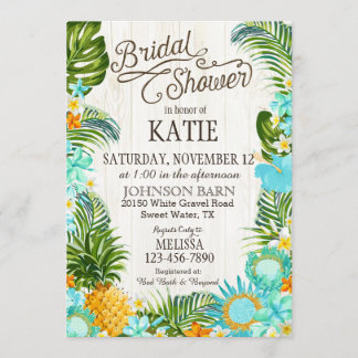 Luau Hawaiian Beach Rustic Bridal Shower Invitation