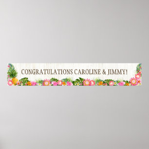 Luau Hawaiian Beach Rustic Wedding Banner Poster