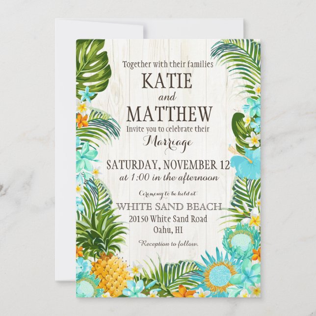 Luau Hawaiian Beach Rustic Wedding Invitation (Front)