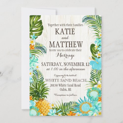 Luau Hawaiian Beach Rustic Wedding Invitation