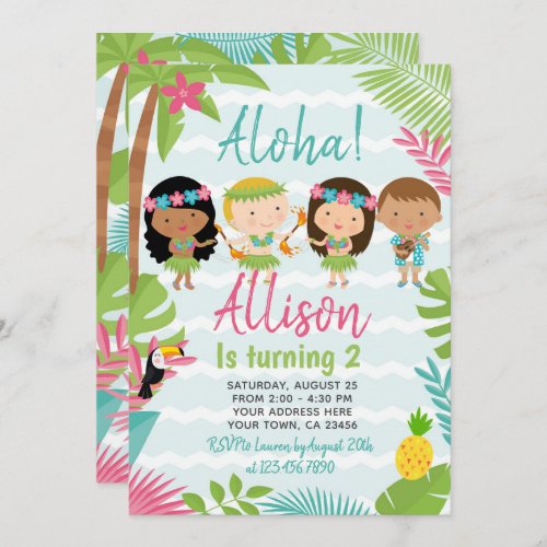 Luau Hawaiian Birthday Invitation