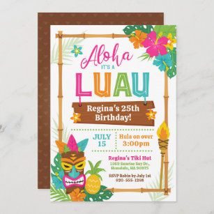 Luau Hawaiian Birthday Invitation