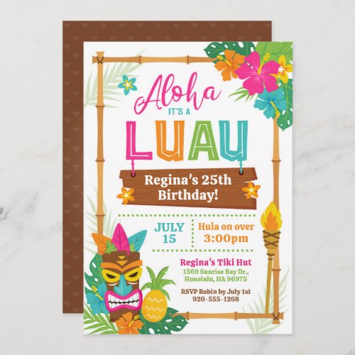 Luau Hawaiian Birthday Invitation