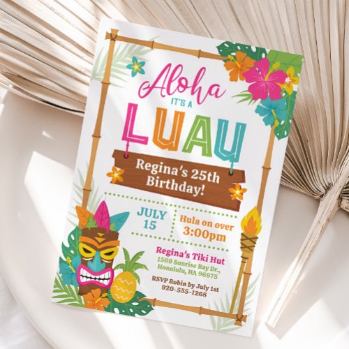 Luau Hawaiian Birthday Invitation