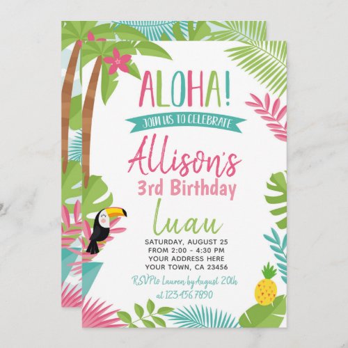 Luau Hawaiian Birthday Invitation