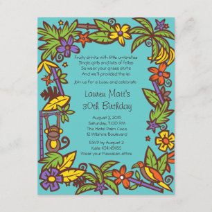 Luau Hawaiian Party Invitation