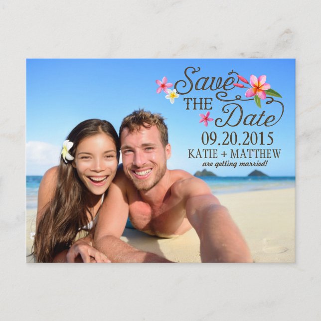 Luau Hawaiian Rustic Beach Save the Date Announcement Postcard (Front)