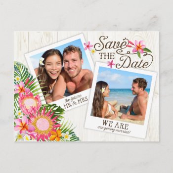 Luau Hawaiian Rustic Beach Save The Date Announcement Postcard by NouDesigns at Zazzle
