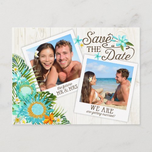 Luau Hawaiian Rustic Beach Save the Date Announcement Postcard