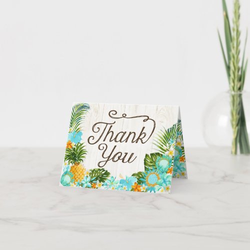 Luau Hawaiian Rustic Beach Thank You Card