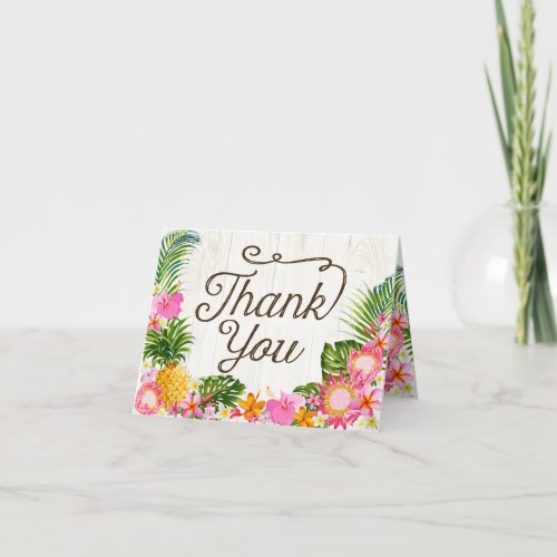 Luau Hawaiian Rustic Beach Thank You Card