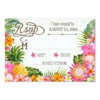 Luau Hawaiian Wedding Beach Rustic Beach RSVP Card