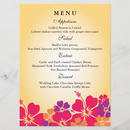 Luau / Hawaiian Wedding Menu  Zazzle.com