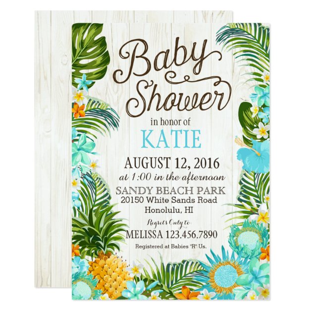 Luau Hawiian Beach Rustic Baby Shower Invitation
