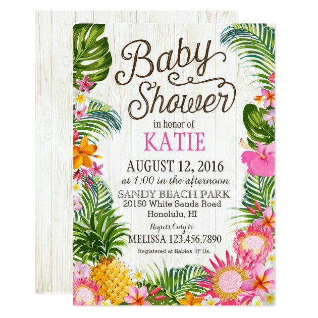 Luau Hawiian Beach Rustic Baby Shower Invitation