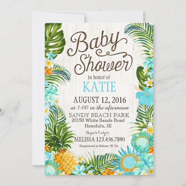 Luau Hawiian Beach Rustic Baby Shower Invitation (Front)