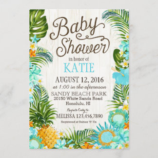 Luau Hawiian Beach Rustic Baby Shower Invitation