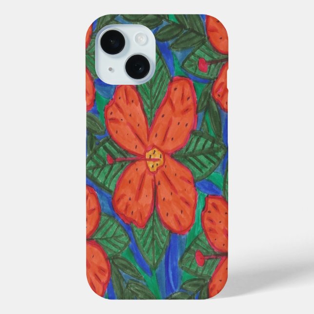 Luau Hibiscus Floral Print Tablet or Phone Case (Back)