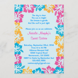 Luau Hibiscus Sweet Sixteen (16) Invitation