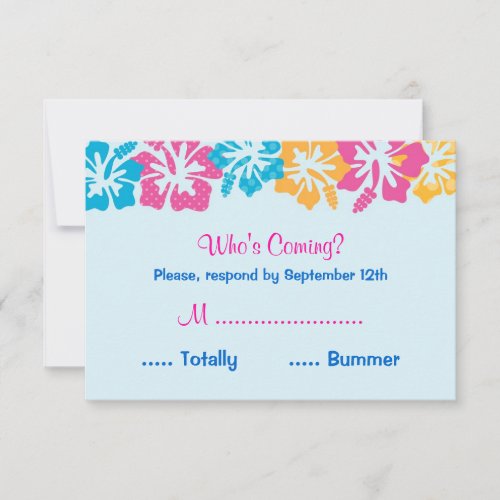 Luau Hibiscus Sweet Sixteen (16) RSVP Card