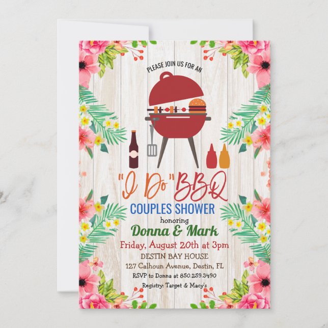 Luau I Do BBQ Tropical Couples Shower Invitation (Front)