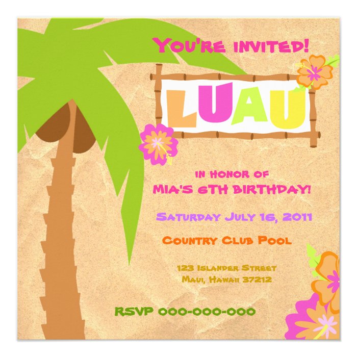 Luau Invitation Light Brown